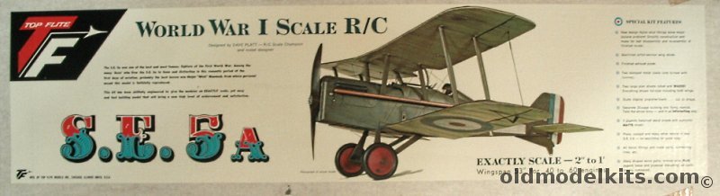 Top Flite 1/6 SE-5a (SE.5) Scout - 53 inch Wingspan .4 to .6 Engine RC Airplane plastic model kit